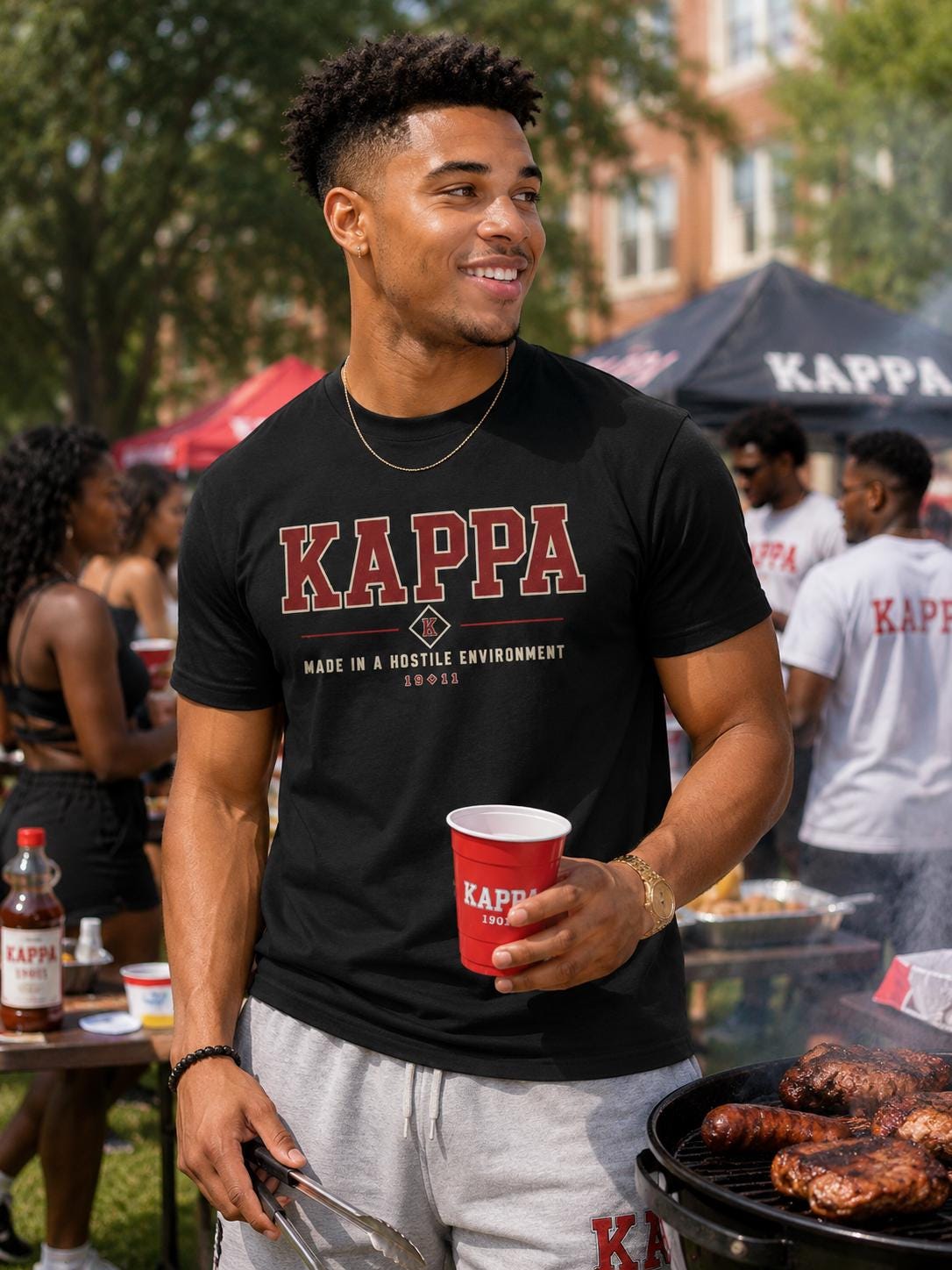 Kappa Made In A Hostile Environment graphic Tee HBCU Fraternity Crimson and Cream Inspired Kappas