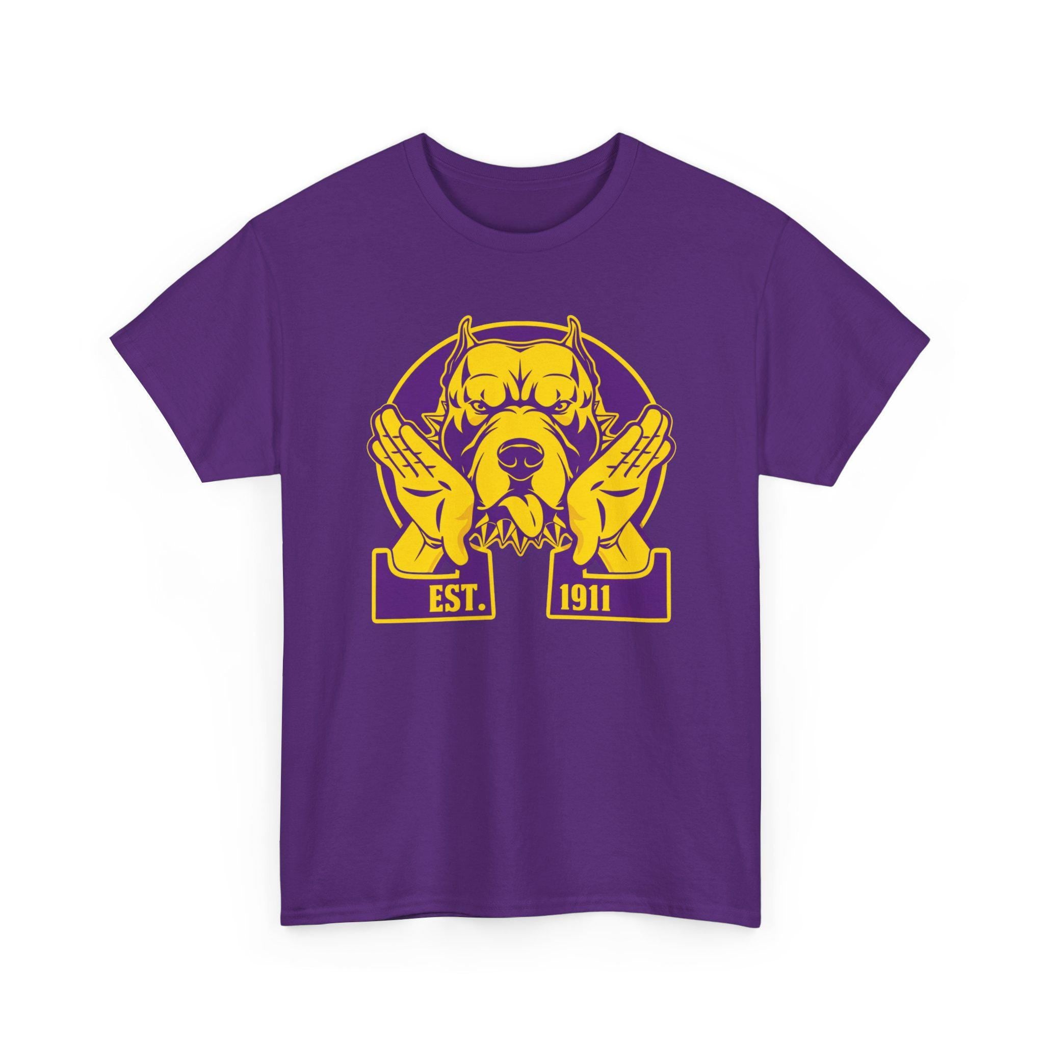 Que Inspired Shirt Purple Gold Bulldog Tee EST '11 Fraternity Style Greek Life Apparel Que Dog Shirt College Outfit Gift