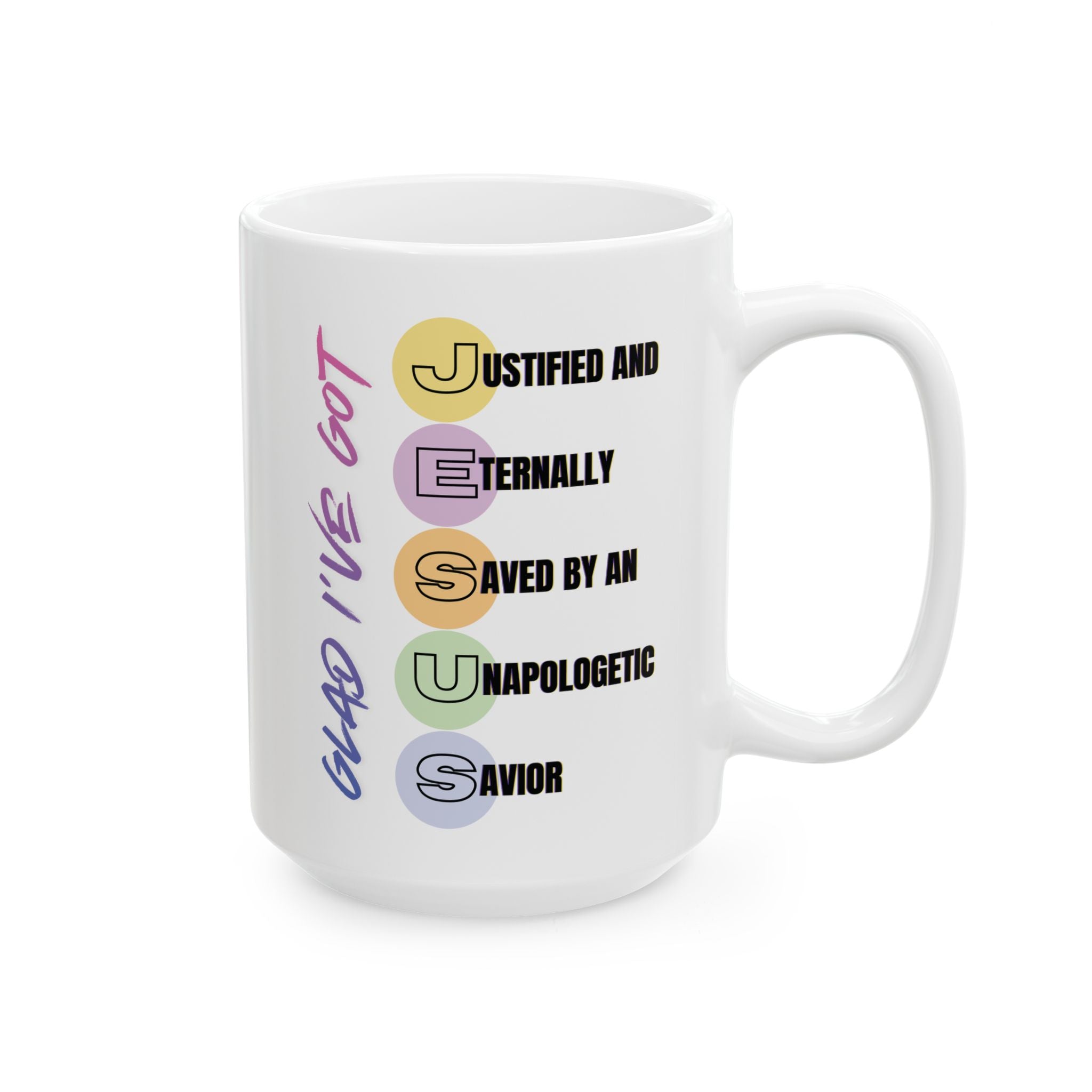 Glad I've Got Jesus White Ceramic Mug | Christian Coffee Mug | Worship Gift | Faith Mug | Inspirational Christian Gift | Music Ministry Mug
