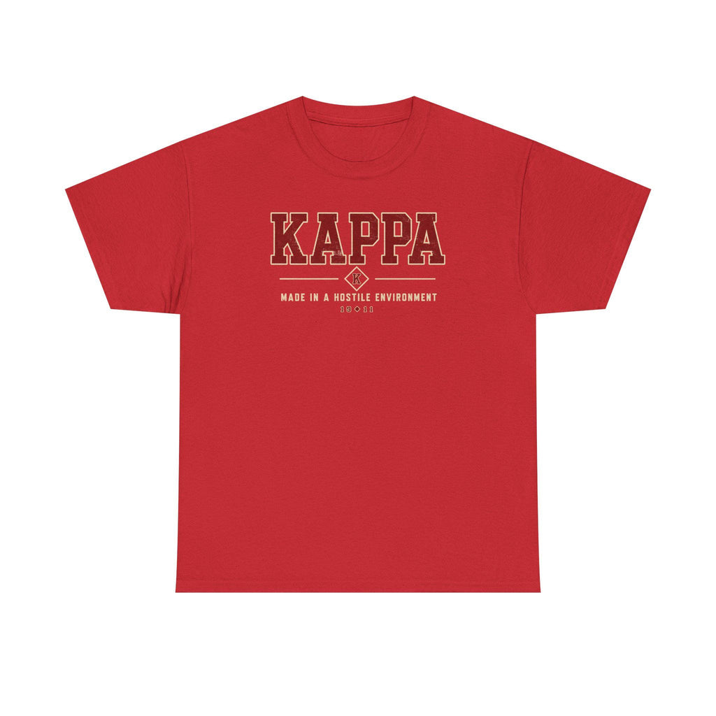 Kappa Made In A Hostile Environment graphic Tee HBCU Fraternity Crimson and Cream Inspired Kappas