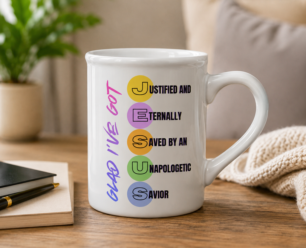 Glad I've Got Jesus White Ceramic Mug | Christian Coffee Mug | Worship Gift | Faith Mug | Inspirational Christian Gift | Music Ministry Mug