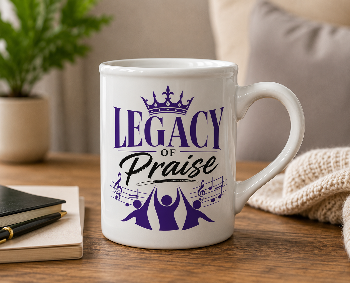 Legacy of Praise White Ceramic Mug | Christian Coffee Mug | Worship Gift | Faith Mug | Inspirational Christian Gift | Music Ministry Mug