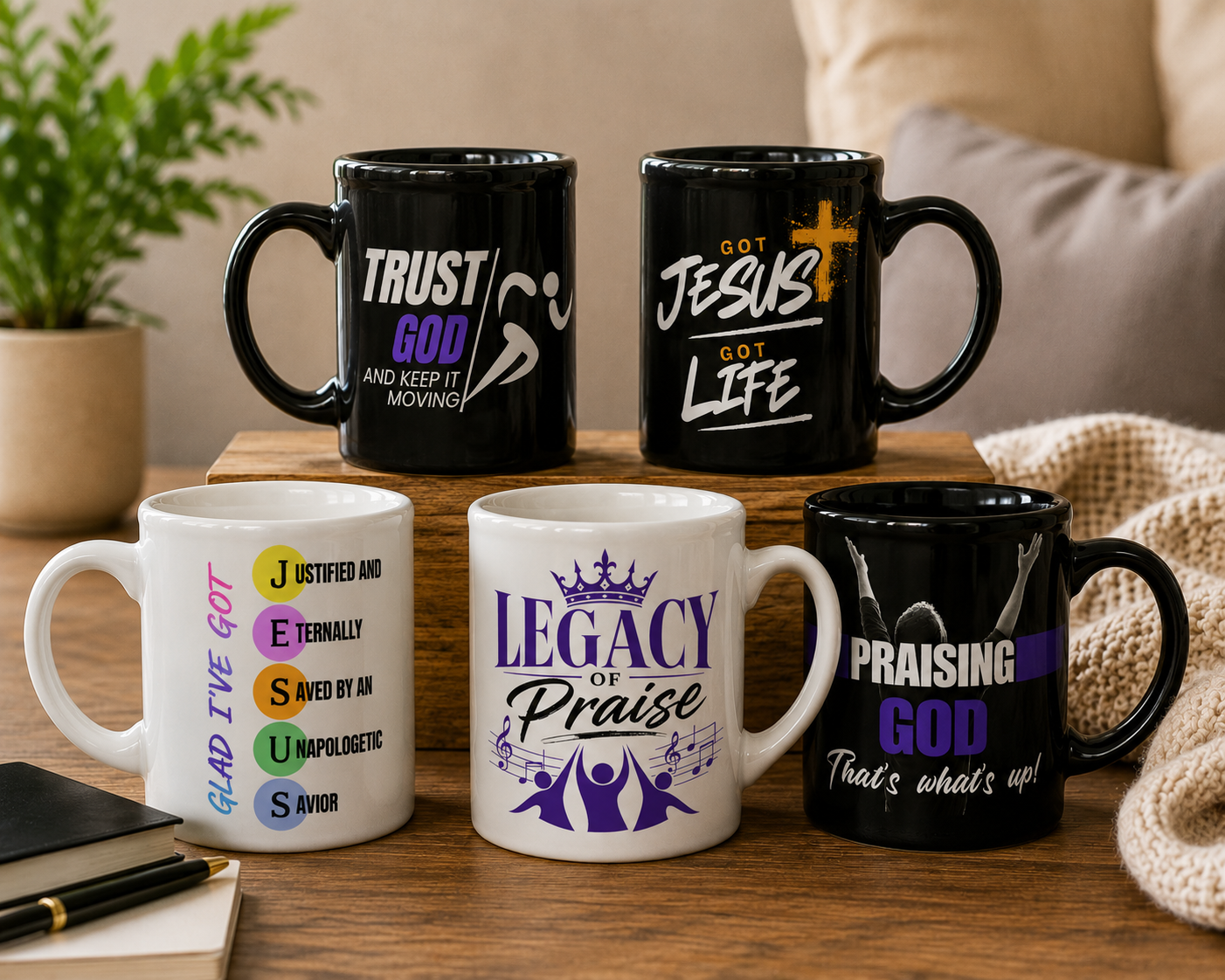 Legacy of Praise White Ceramic Mug | Christian Coffee Mug | Worship Gift | Faith Mug | Inspirational Christian Gift | Music Ministry Mug