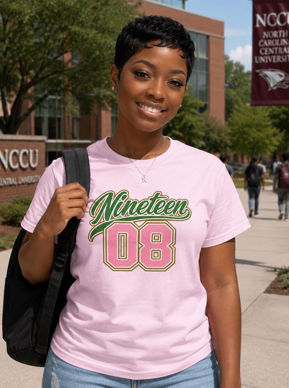 Alpha Nineteen 08 Pretty Girl Pink Tee | Pink and Green Sorority
