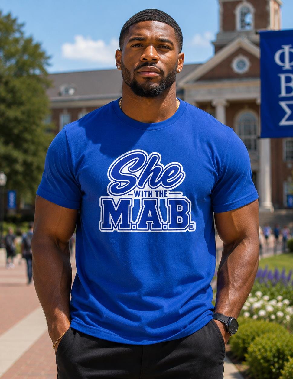 Sigma She With The MAB Tee, PBS Greek Life Shirt Black Greek Apparel Fraternity Gift Sigma Blue Shirt Sigma Greek Letter Tee