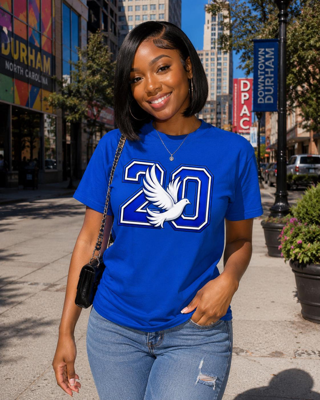 Finer Zeta Number 20 Dove Tee | Blue and White Zeta Sorority