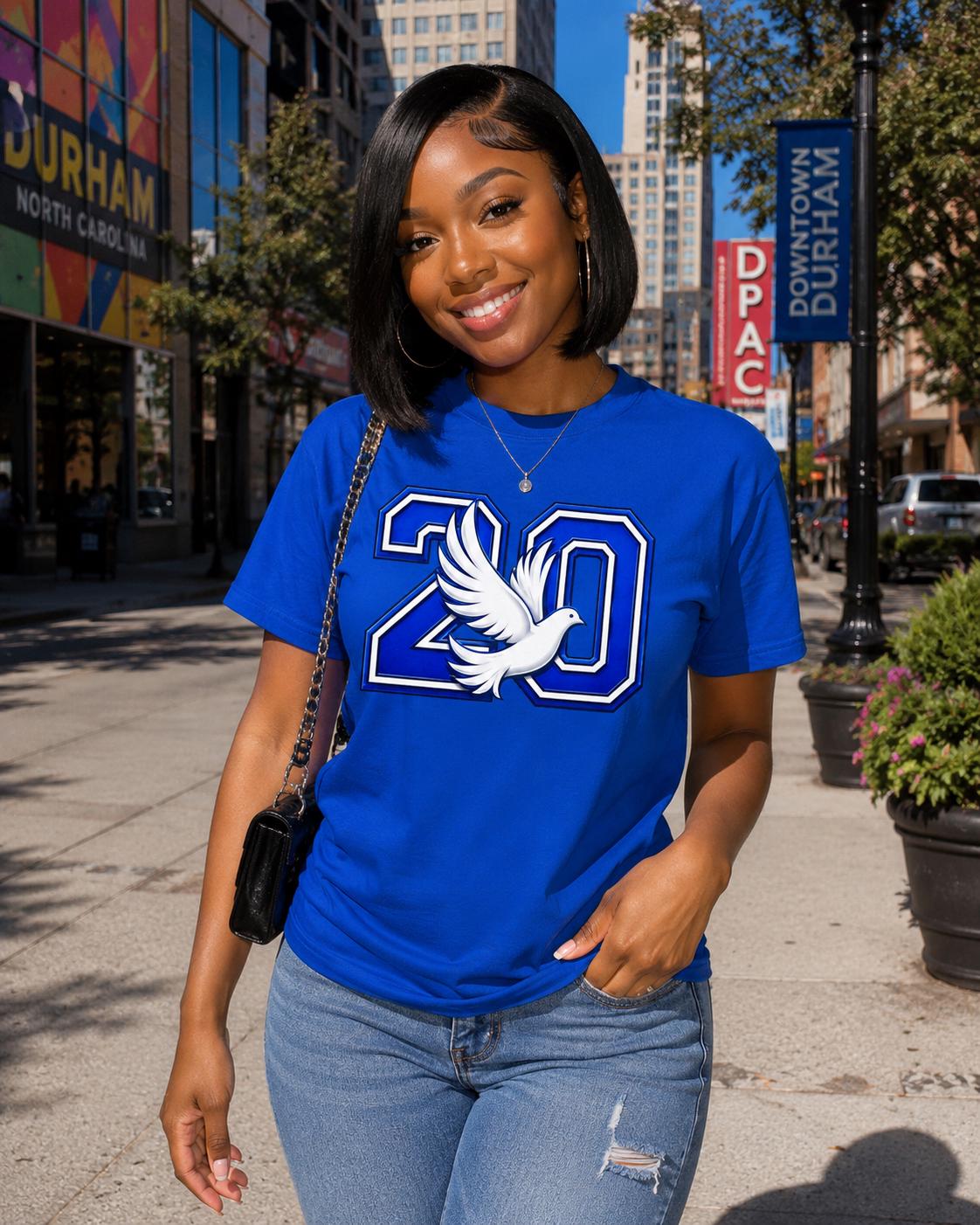 Finer Zeta Number 20 Dove Tee | Blue and White Zeta Sorority