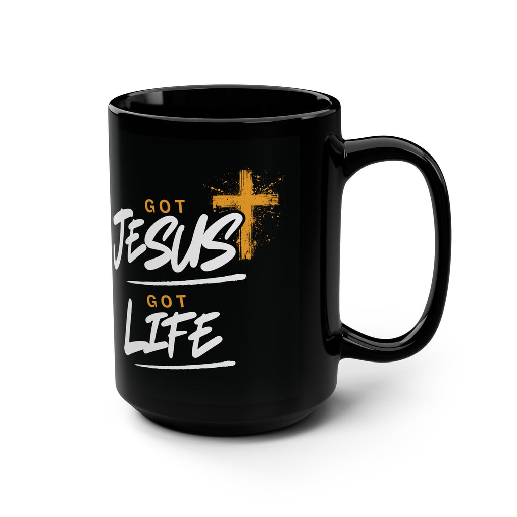 Got Jesus Got Life Black Ceramic Mug | Christian Coffee Mug | Faith Gift | Worship Mug | Inspirational Christian Gift | 15 oz Ceramic Mug
