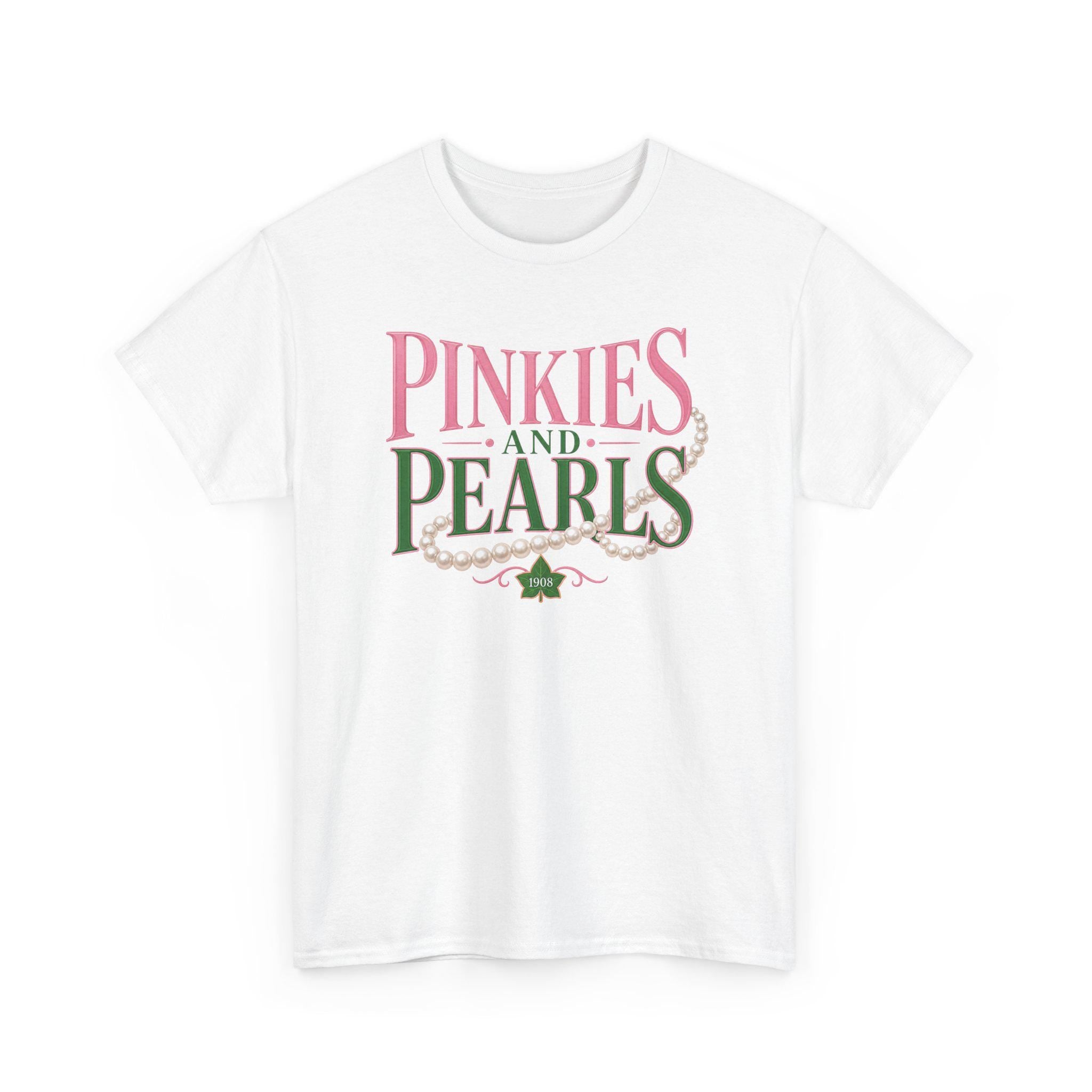 Alpha Pinkies and Pearls Tee – Pink & Green HBCU Sorority Paraphernalia Shirt