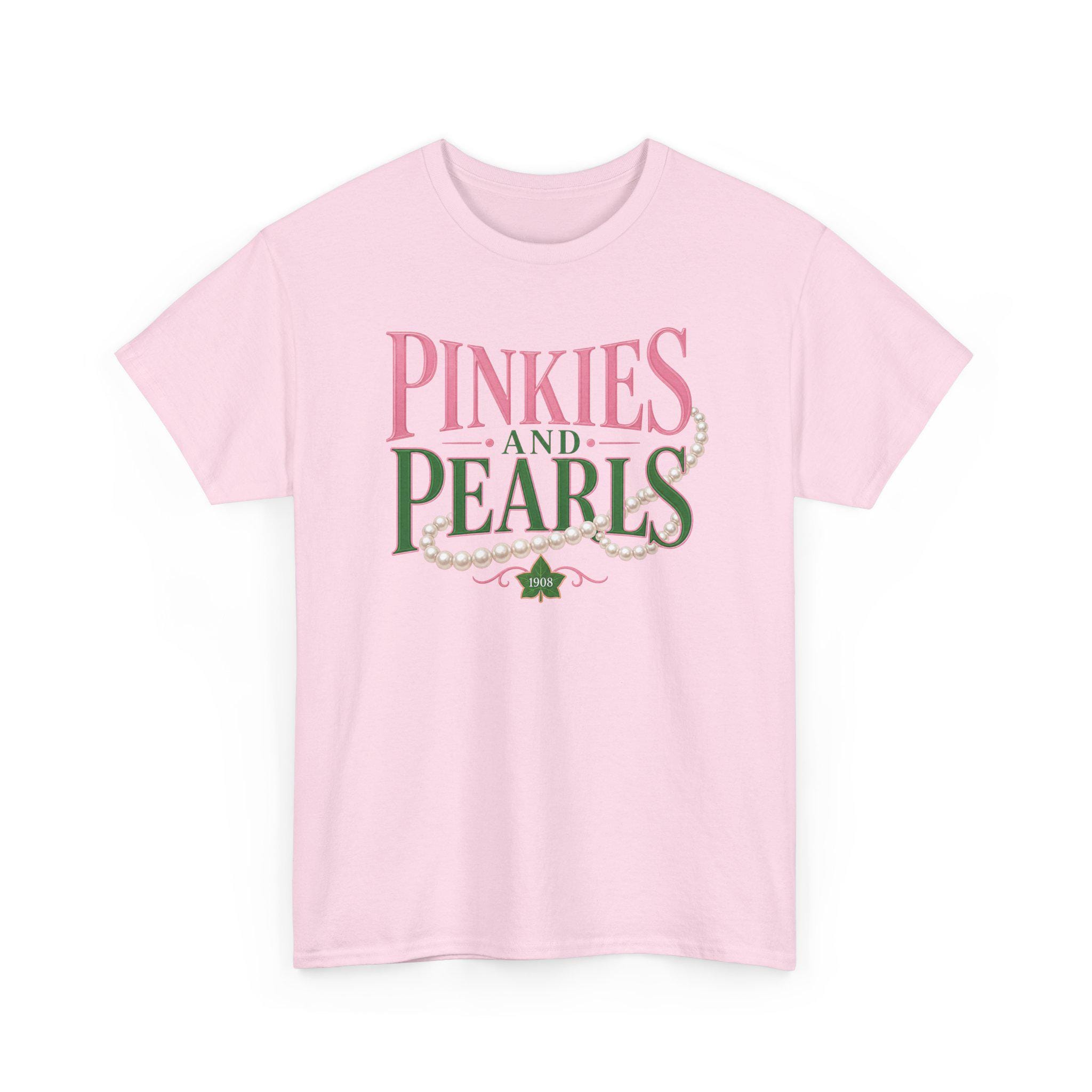 Alpha Pinkies and Pearls Tee – Pink & Green HBCU Sorority Paraphernalia Shirt