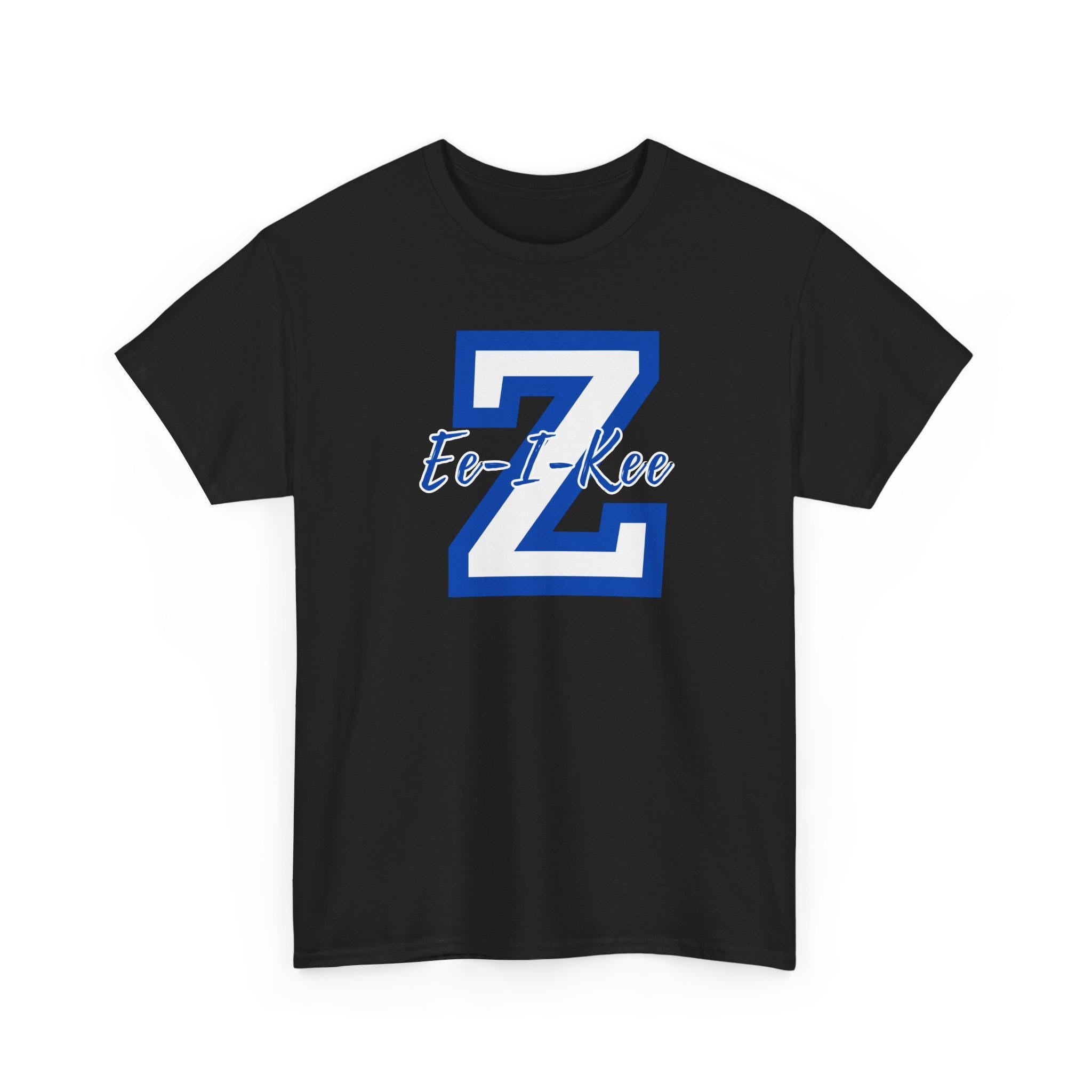 Blue Varsity Z Letter Tee | Script 'te-l-kee' Monogram Shirt
