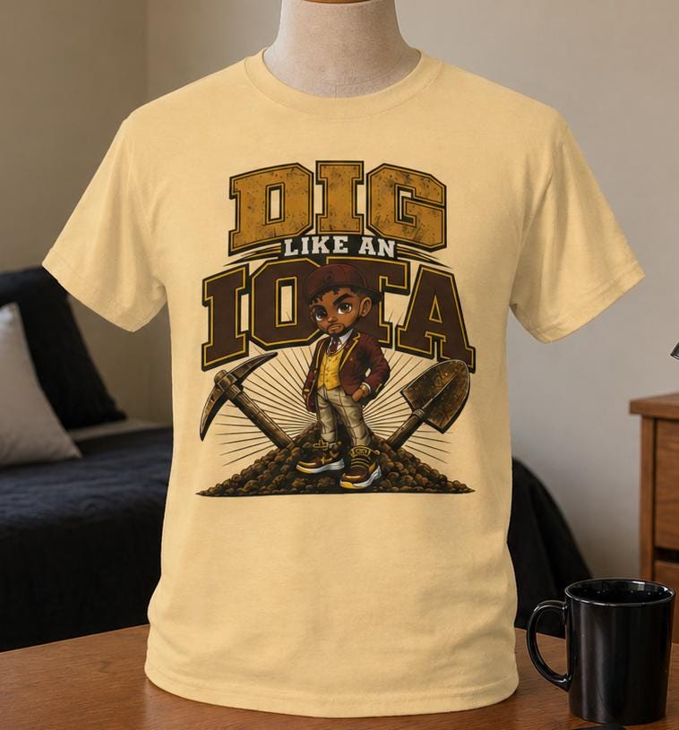 Dig Like An Iota Shirt Iota Inspired Tee Iota Fraternity Apparel Greek Life Shirt Brown & Gold Tee Gift for Iotas