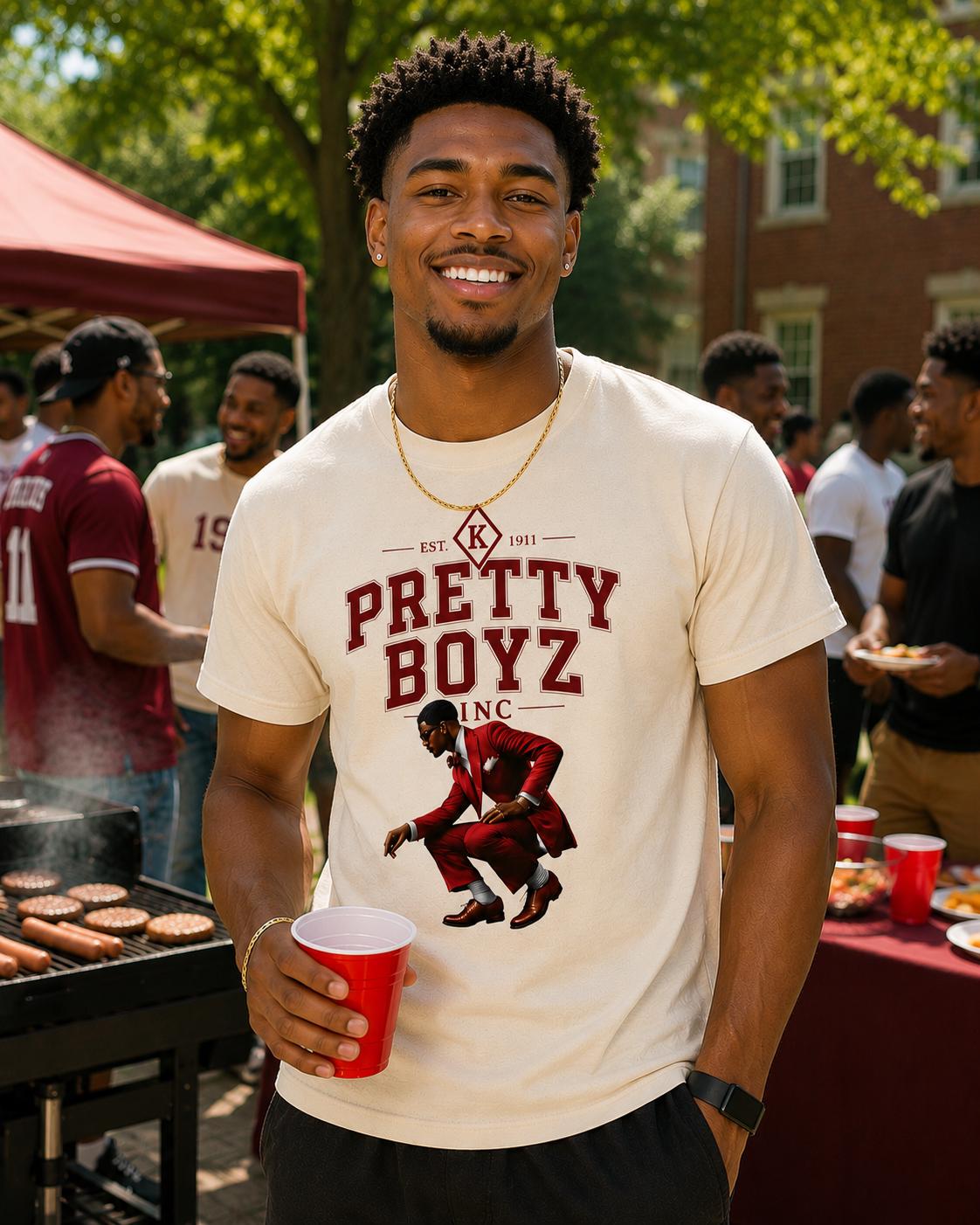 Kappa Pretty Boyz Inc graphic Tee HBCU Fraternity Crimson and Cream Inspired Kappas