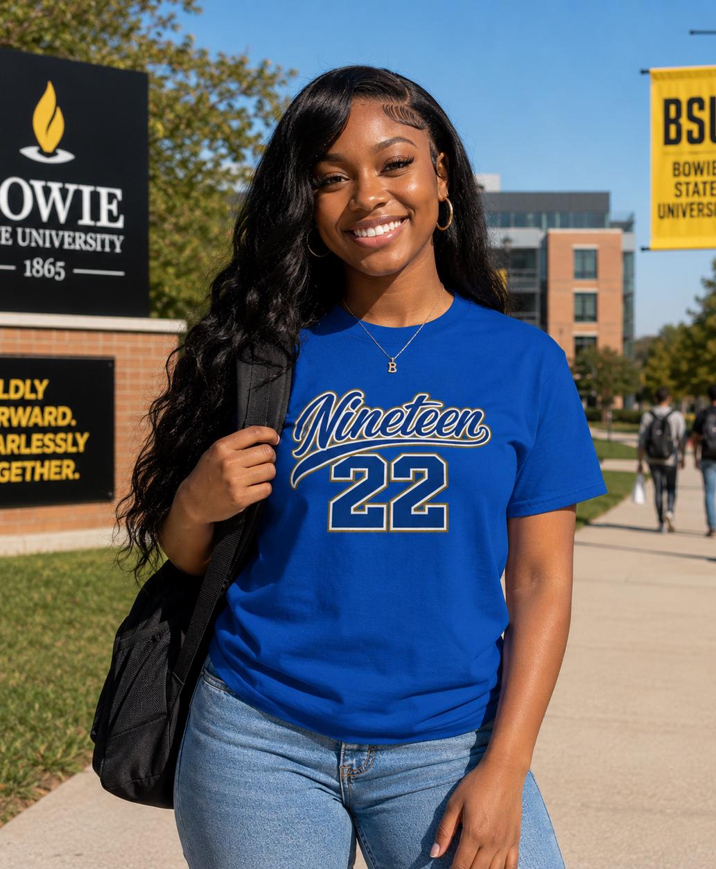 Nineteen 22 SG Rho Tee | Pretty Poodle Blue and Gold T-Shirt