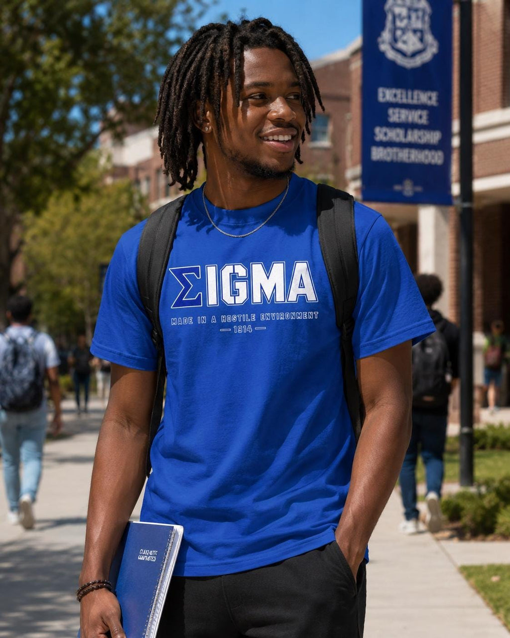 Sigma Made In A Hostile Environment Tee, PBS Greek Life Shirt Black Greek Apparel Fraternity Gift Sigma Blue Shirt Sigma Greek Letter Tee