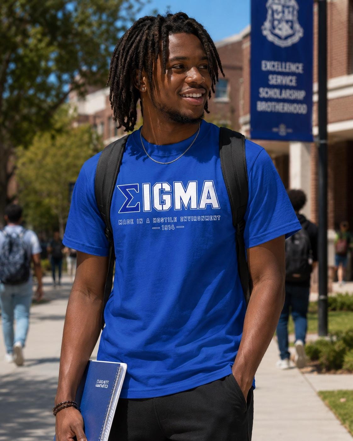 Sigma Made In A Hostile Environment Tee, PBS Greek Life Shirt Black Greek Apparel Fraternity Gift Sigma Blue Shirt Sigma Greek Letter Tee