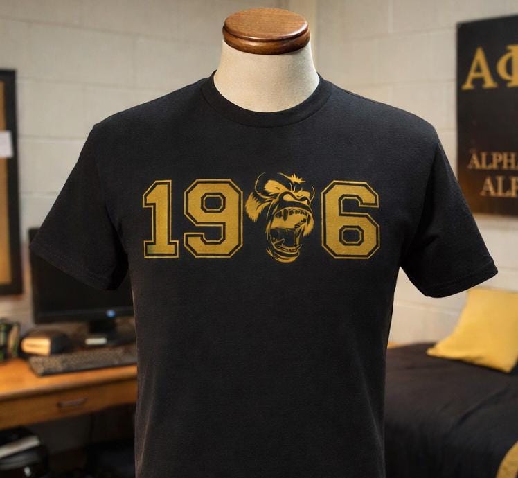 ICE Cold Alpha Fraternity Inc '06 Ape shirt as a great crossing gift for ICE Cold Alphas Probate Szn Black and Gold Brothers