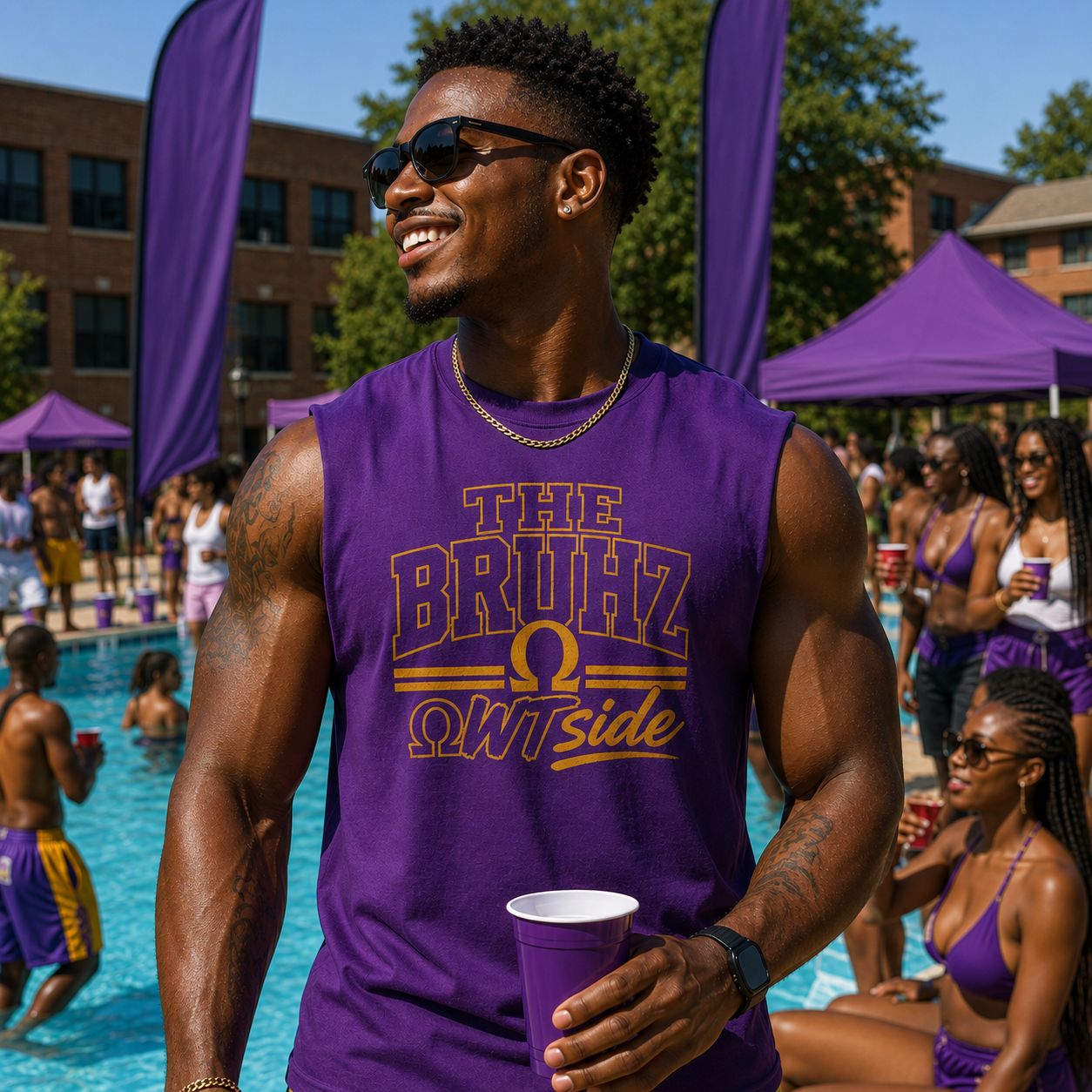 Omega Tee The Bruhz ΩWTside Shirt, Q Dog shirt Purple Gold Fraternity gear HBCU College Outfit Men Omega Inspired Shirt