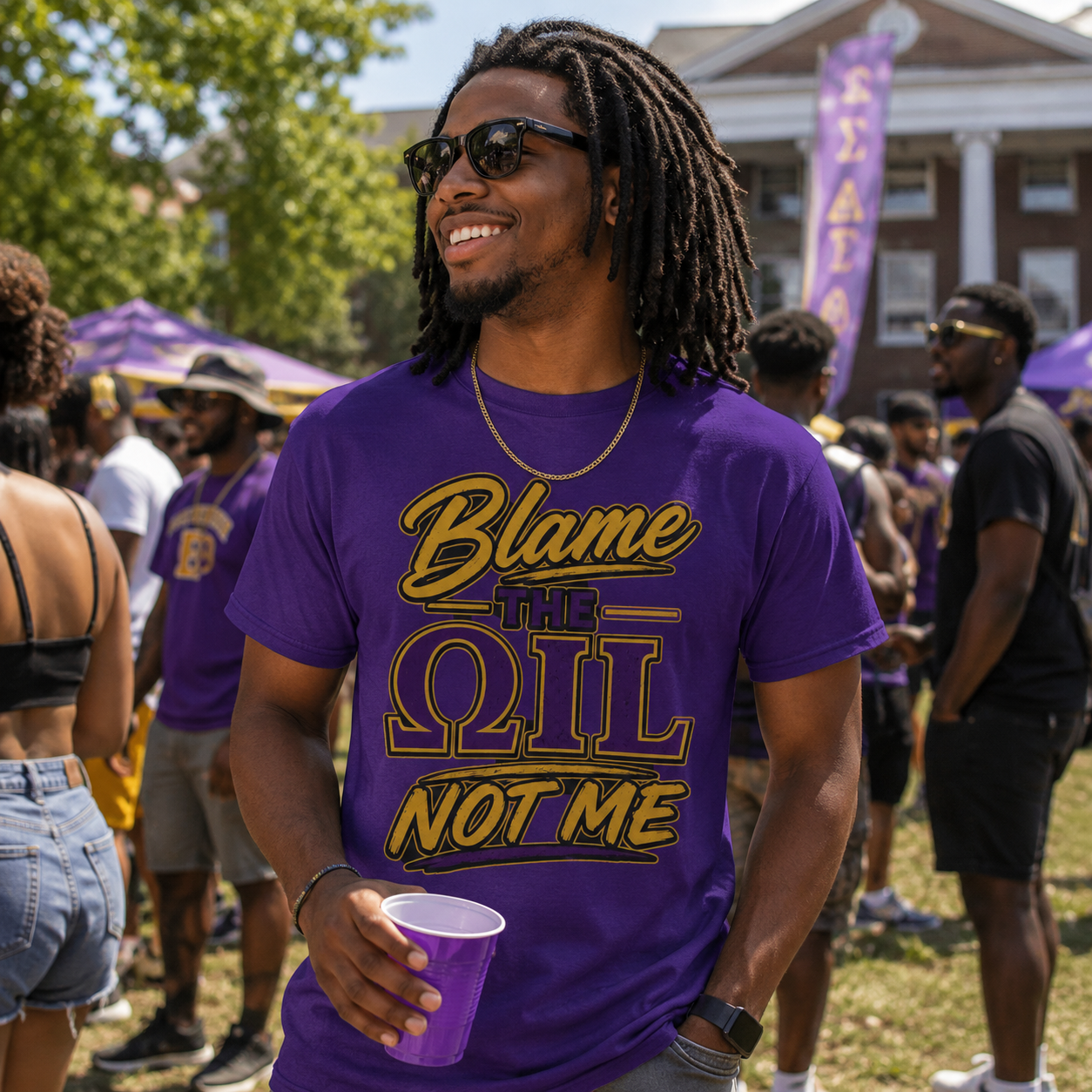 Que Fraternity Shirt Blame the Oil T-Shirt Purple Tee HBCU Party Tee Black Greek Letter Fraternity