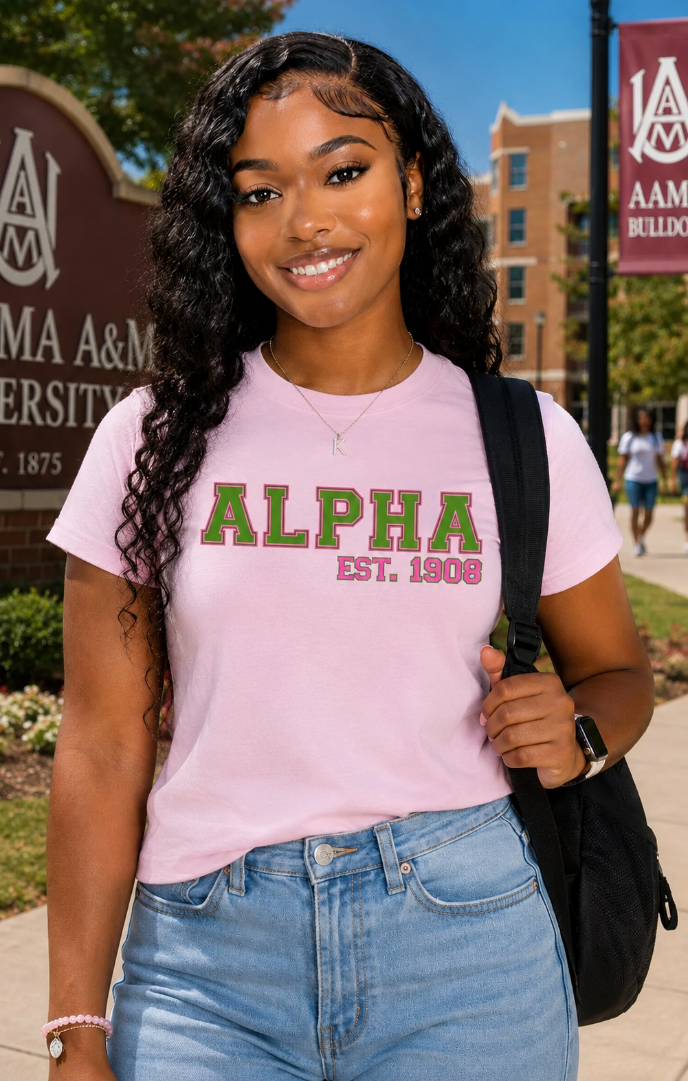 Alpha Shirt, Finest Girls Sorority Tee Black Sorority Pink and Green Greek Apparel HBCU College Outfit Gift for Sorority Woman '08