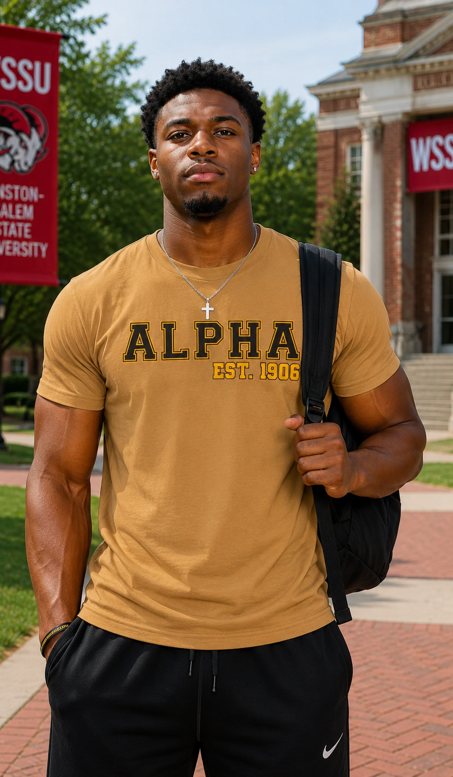 Alpha Black and Old Gold Shirt, ICE Cold '06 Graphic Shirt Black Greek Life Apparel College Fraternity Style