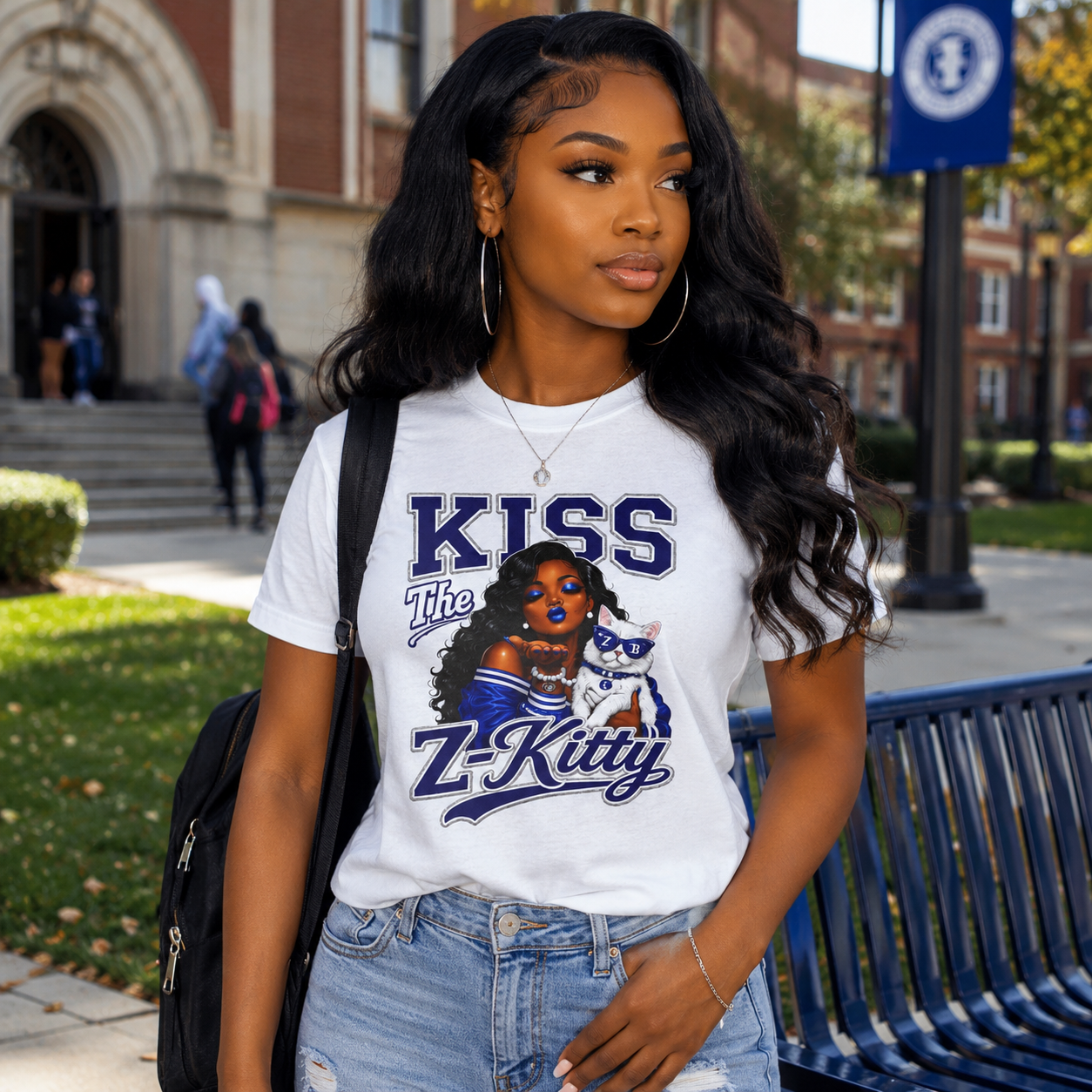 Zeta “Kiss The Z-Kitty” Graphic T-Shirt | Blue Sorority Pride Tee | Finer Womanhood Inspired Gift