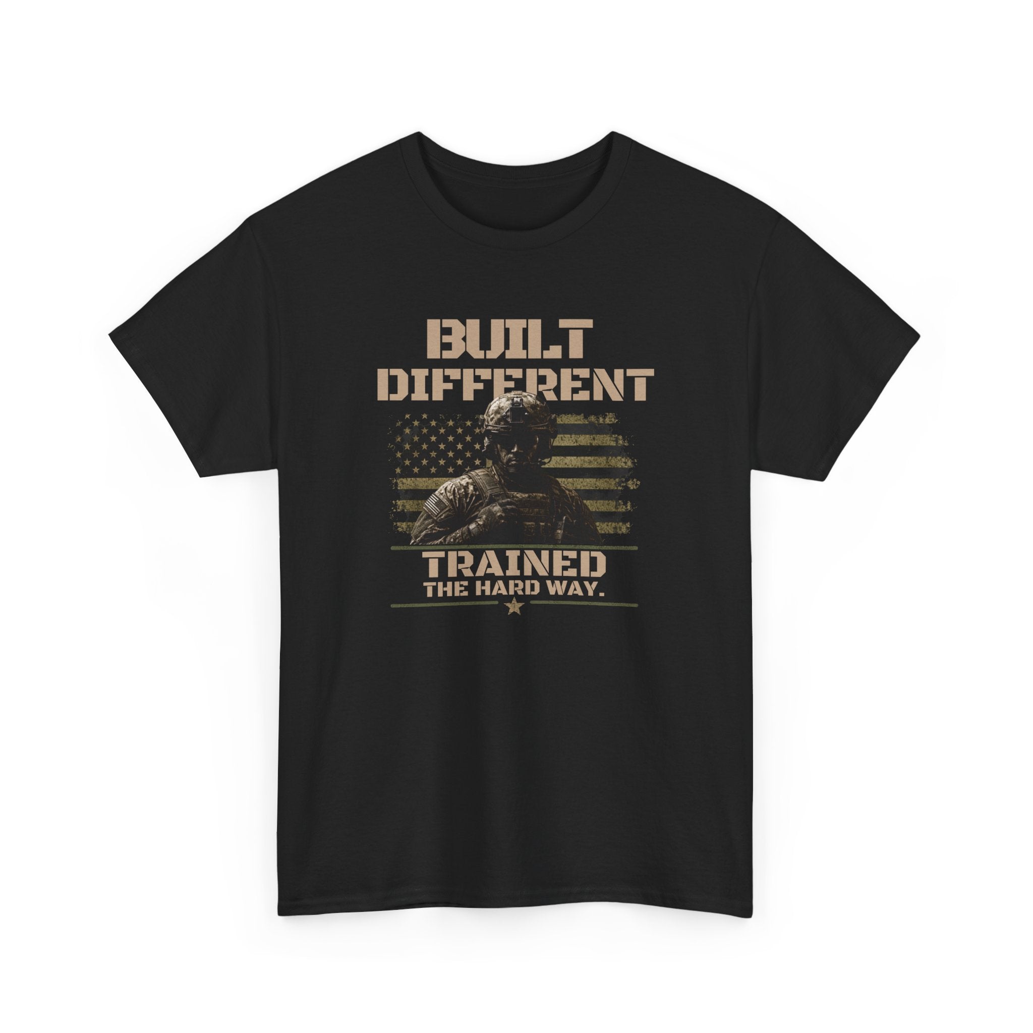Built Different | Patriotic Motivational Graphic T-Shirt | Tactical Inspired Shirt | Grit Resilience Apparel | Veteran Appreciation