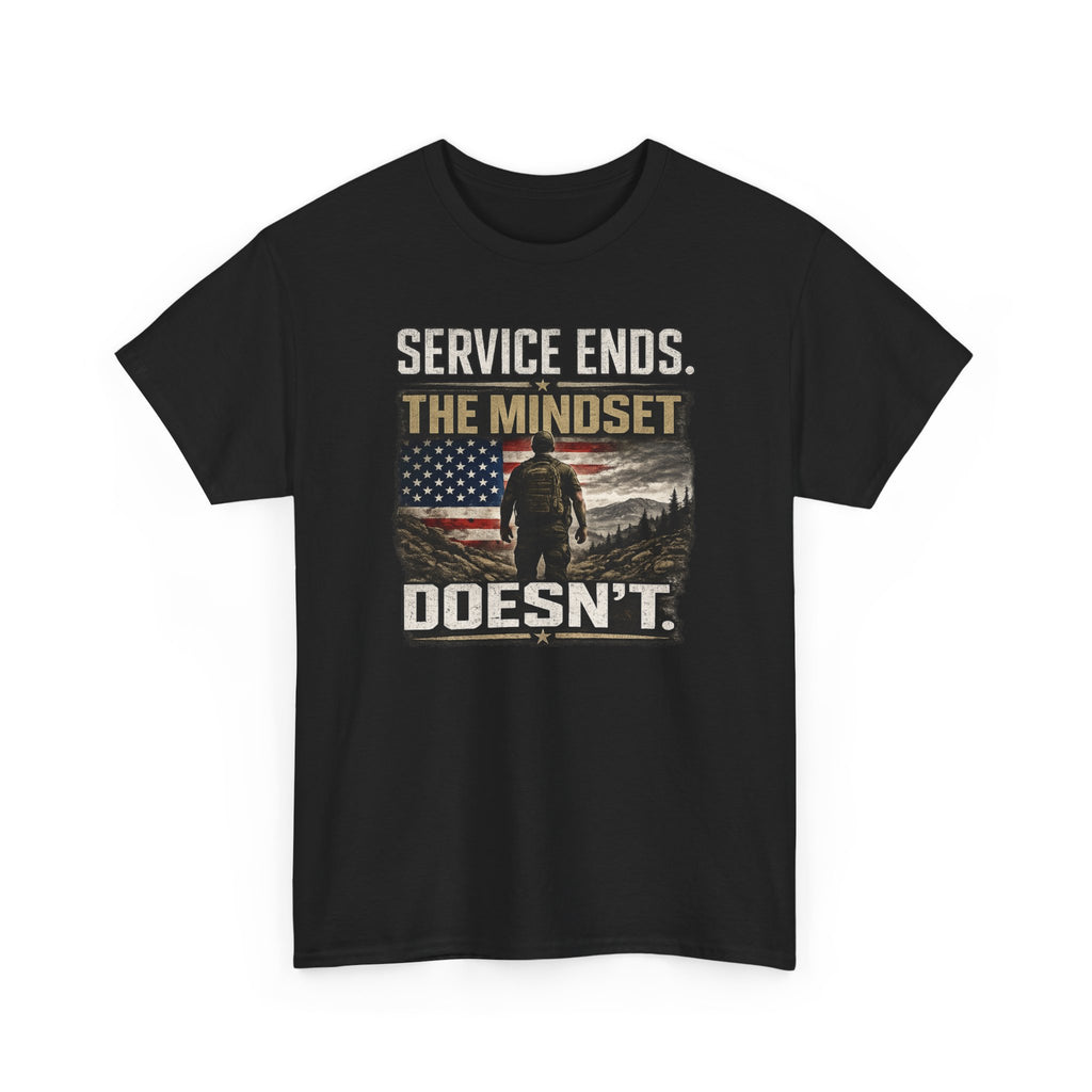 Service Ends | Patriotic Motivational Graphic T-Shirt | Tactical Inspired Shirt | Grit Resilience Apparel | Veteran Appreciation