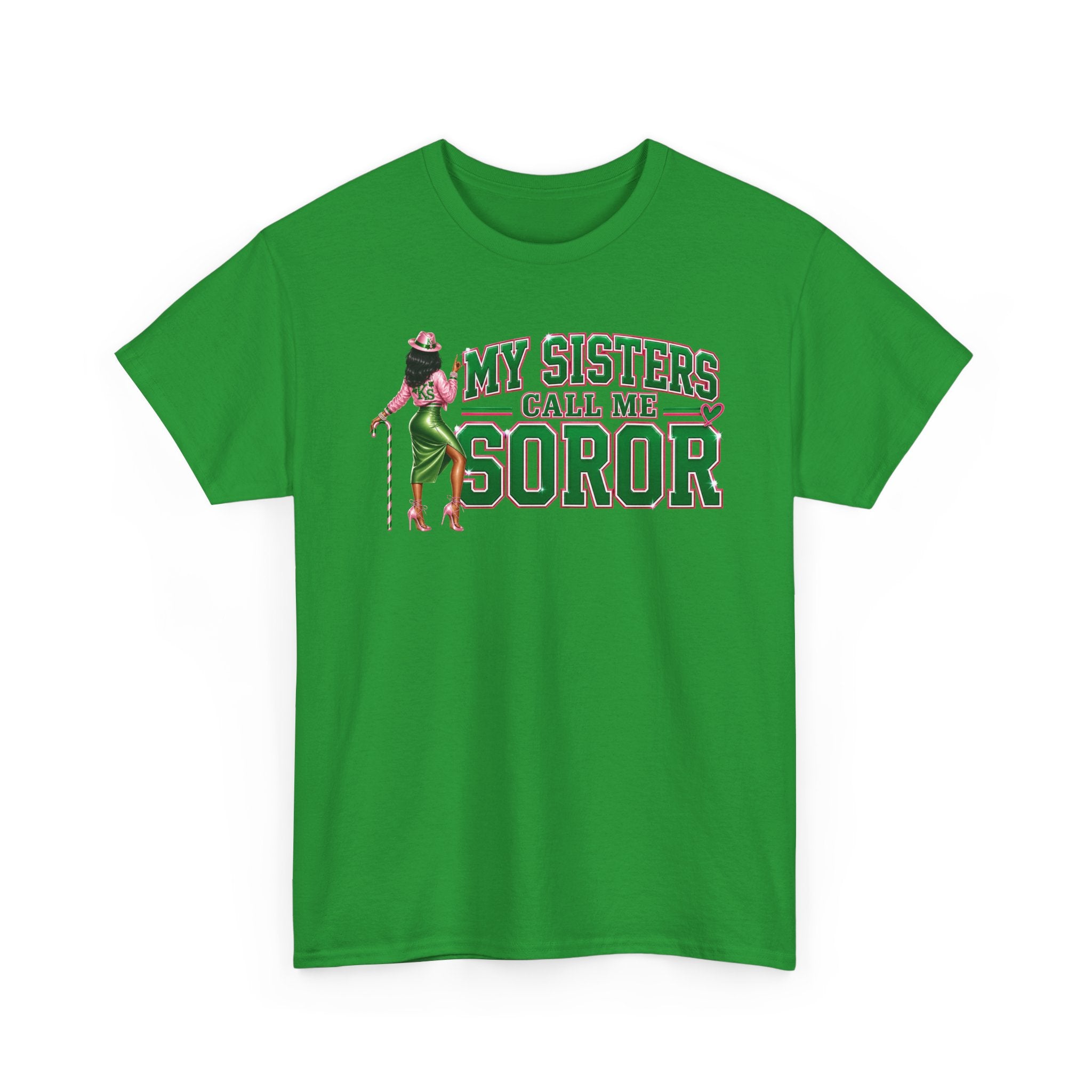 My Sisters Call Me SOROR Tee Black Sorority Pink and Green Greek Apparel HBCU College Outfit Gift for Sorority Woman '08