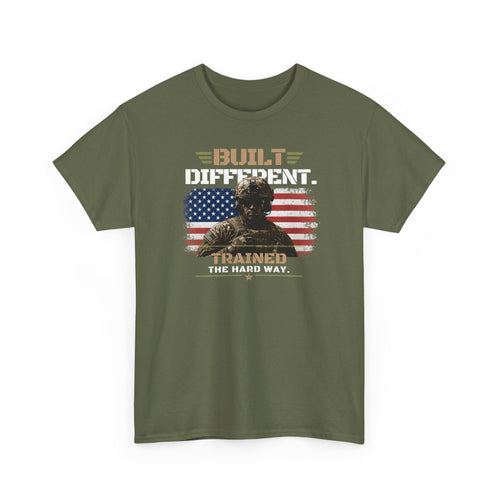 Built Different | Patriotic Motivational Graphic T-Shirt | Tactical Inspired Shirt | Grit Resilience Apparel | Veteran Appreciation