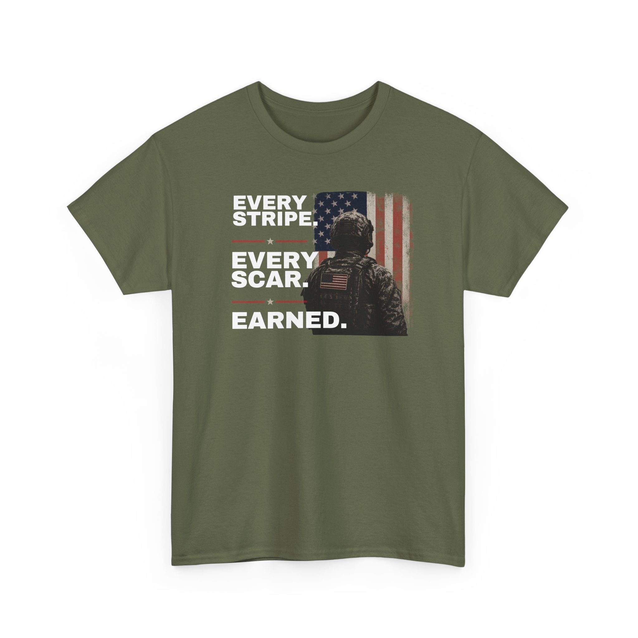 Every Scar Earned | Patriotic Motivational Graphic T-Shirt | Tactical Inspired Shirt | Grit Resilience Apparel | Veteran Appreciation