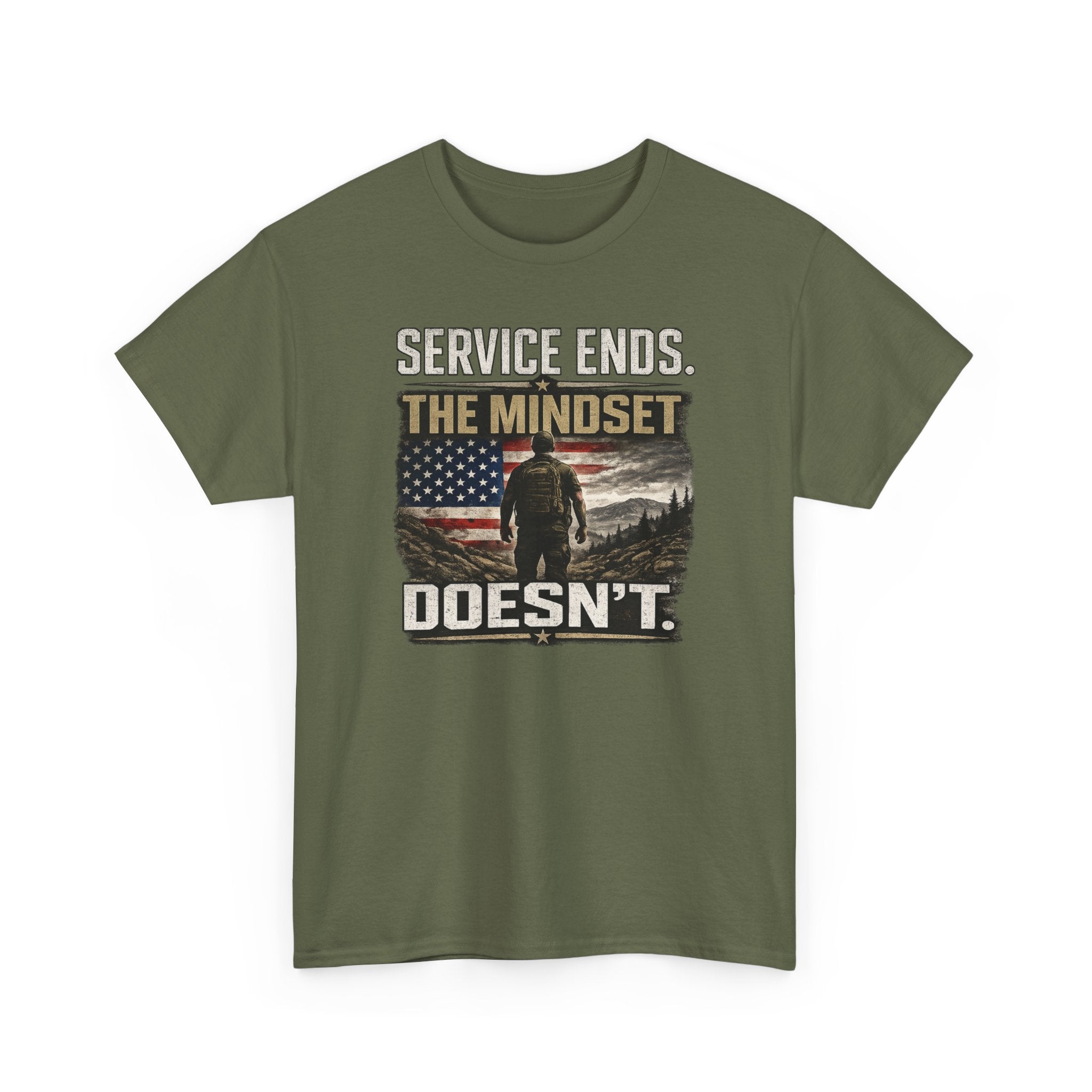 Service Ends | Patriotic Motivational Graphic T-Shirt | Tactical Inspired Shirt | Grit Resilience Apparel | Veteran Appreciation