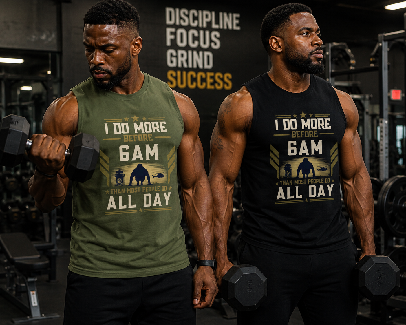 I Do More Before 6am | Patriotic Motivational Graphic T-Shirt | Tactical Inspired Shirt | Grit Resilience Apparel | Veteran Appreciation
