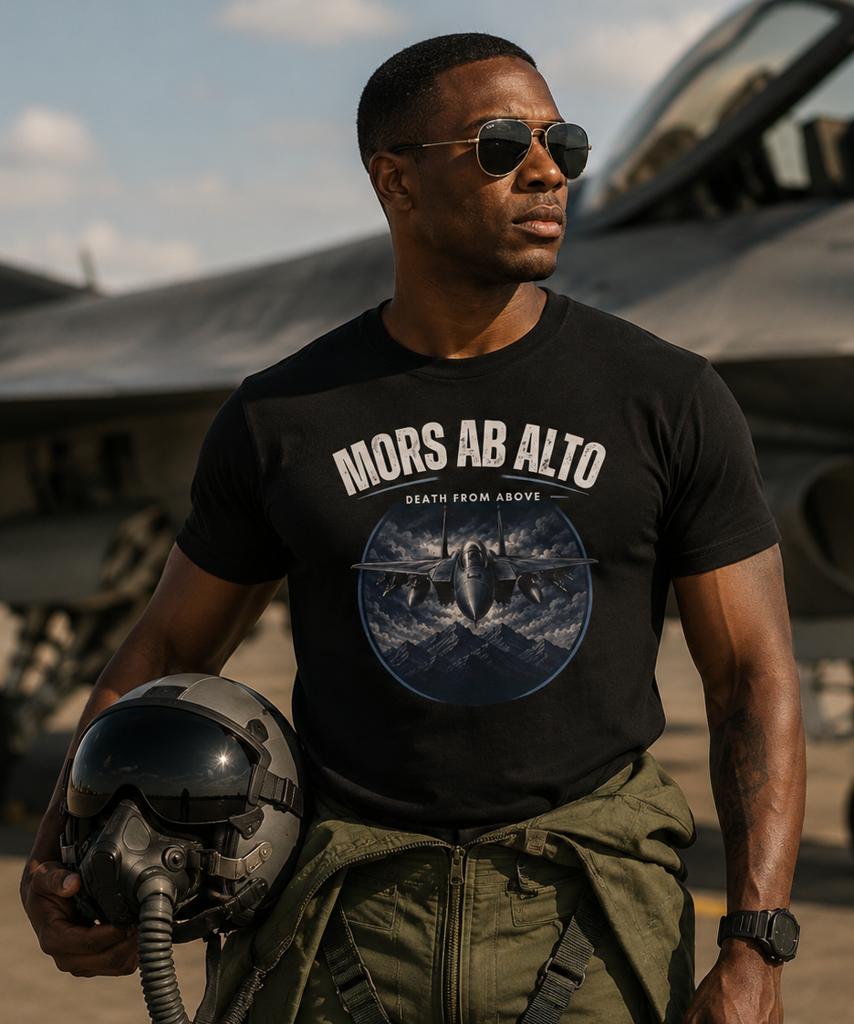 Mors Ab Alto | Patriotic Motivational Graphic T-Shirt | Tactical Inspired Shirt | Grit Resilience Apparel | Veteran Appreciation