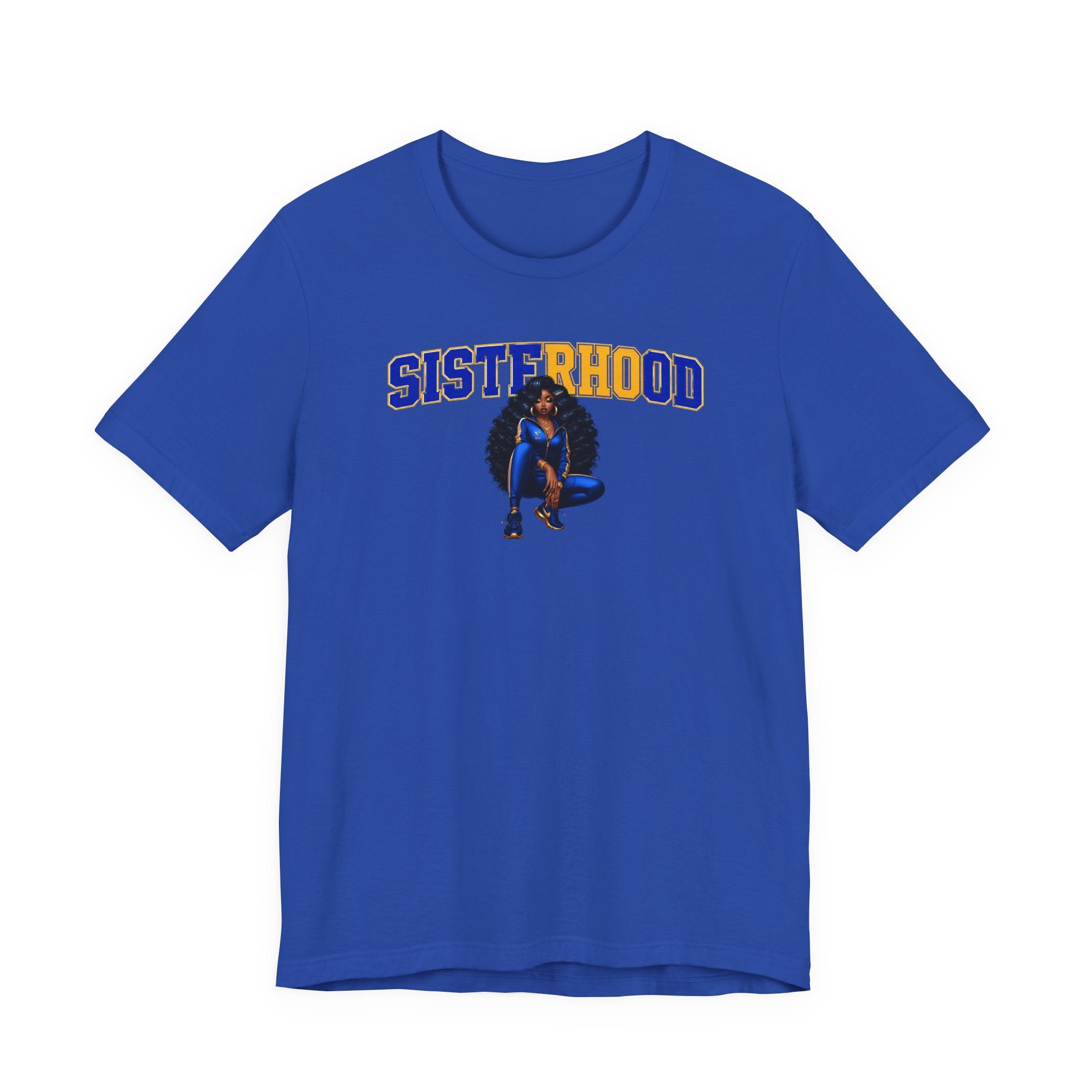 Sisterhood Shirt | Blue and Gold Sisterhood Pride Tee | Empowered Women Graphic T-Shirt | College Inspired Apparel | Unisex Tee