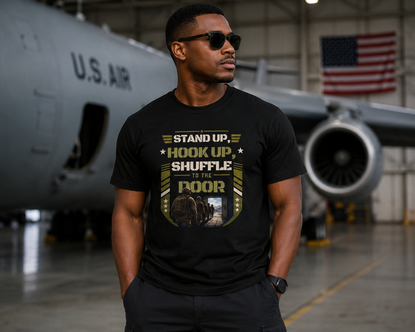 Stand Up Hook Up | Patriotic Motivational T-Shirt | Grit Resilience Apparel | Veteran Appreciation