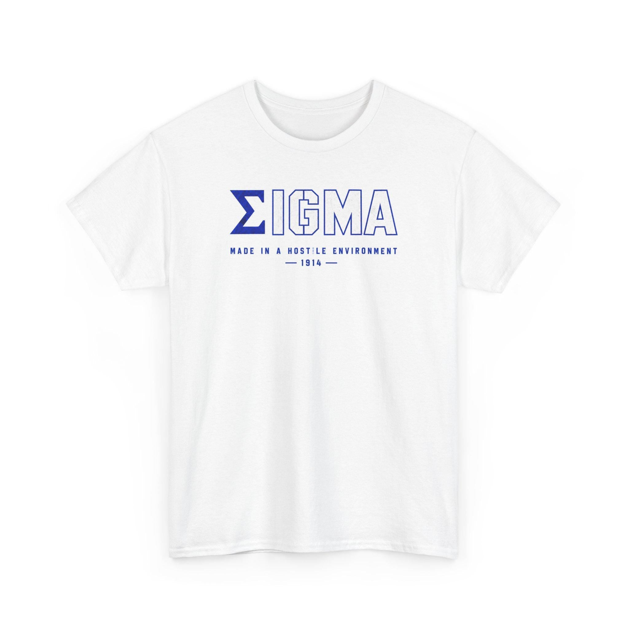 Sigma Made In A Hostile Environment Tee, PBS Greek Life Shirt Black Greek Apparel Fraternity Gift Sigma Blue Shirt Sigma Greek Letter Tee