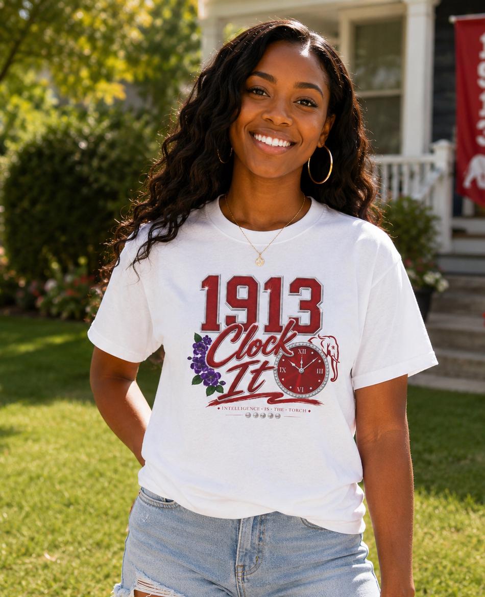 DST HBCU D9 Sorority '13 Clock It Tee Paraphernalia Crossing or Prophyte Gift