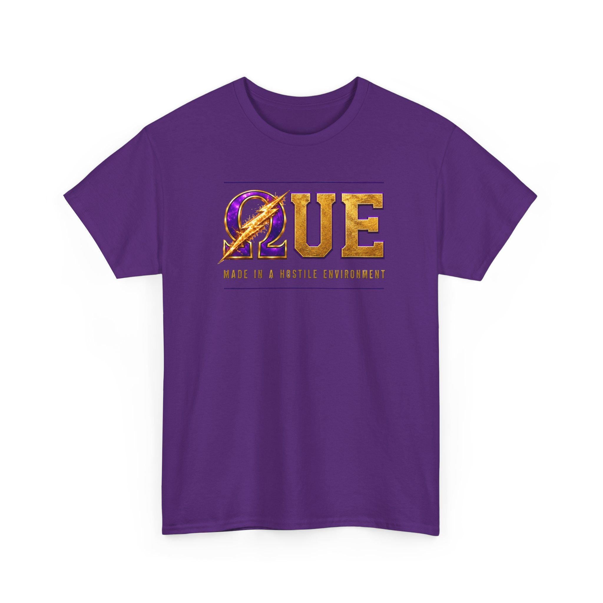Omega Tee Made In A Hostile Environment Shirt, Q Dog Bulldog shirt Purple Gold Fraternity gear HBCU College Outfit Men Omega Inspired Shirt