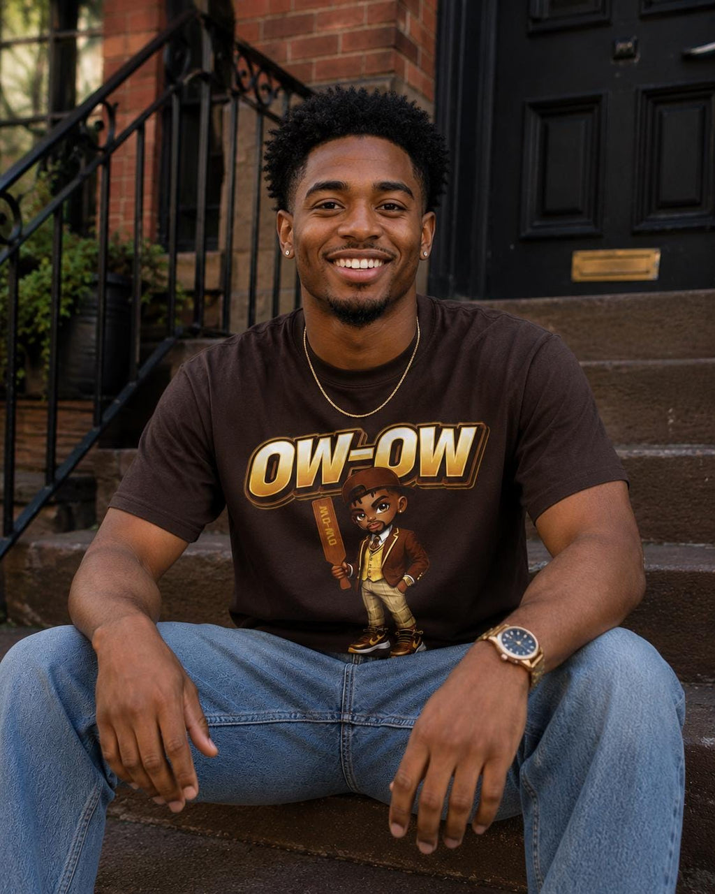 Iota Shirt, Ow Ow Tee Fraternity Shirt Brown and Gold Greek Apparel Iota Gift Black Greek Apparel Fraternity Pride Shirt