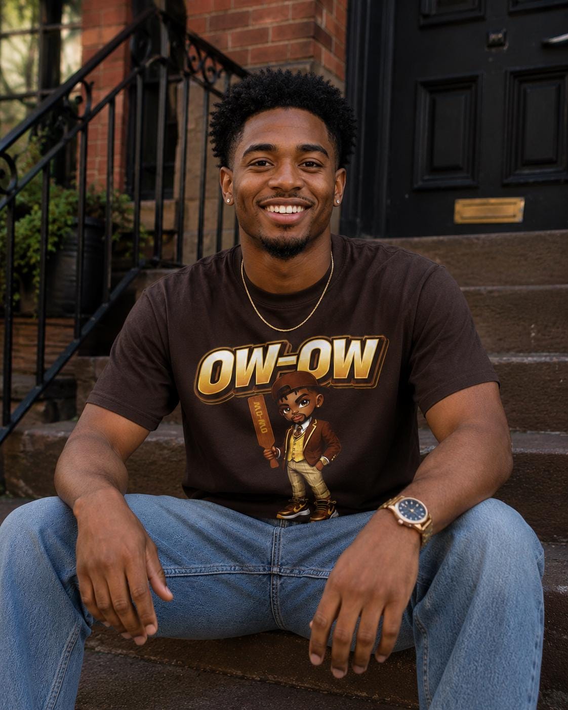 Iota Shirt, Ow Ow Tee Fraternity Shirt Brown and Gold Greek Apparel Iota Gift Black Greek Apparel Fraternity Pride Shirt