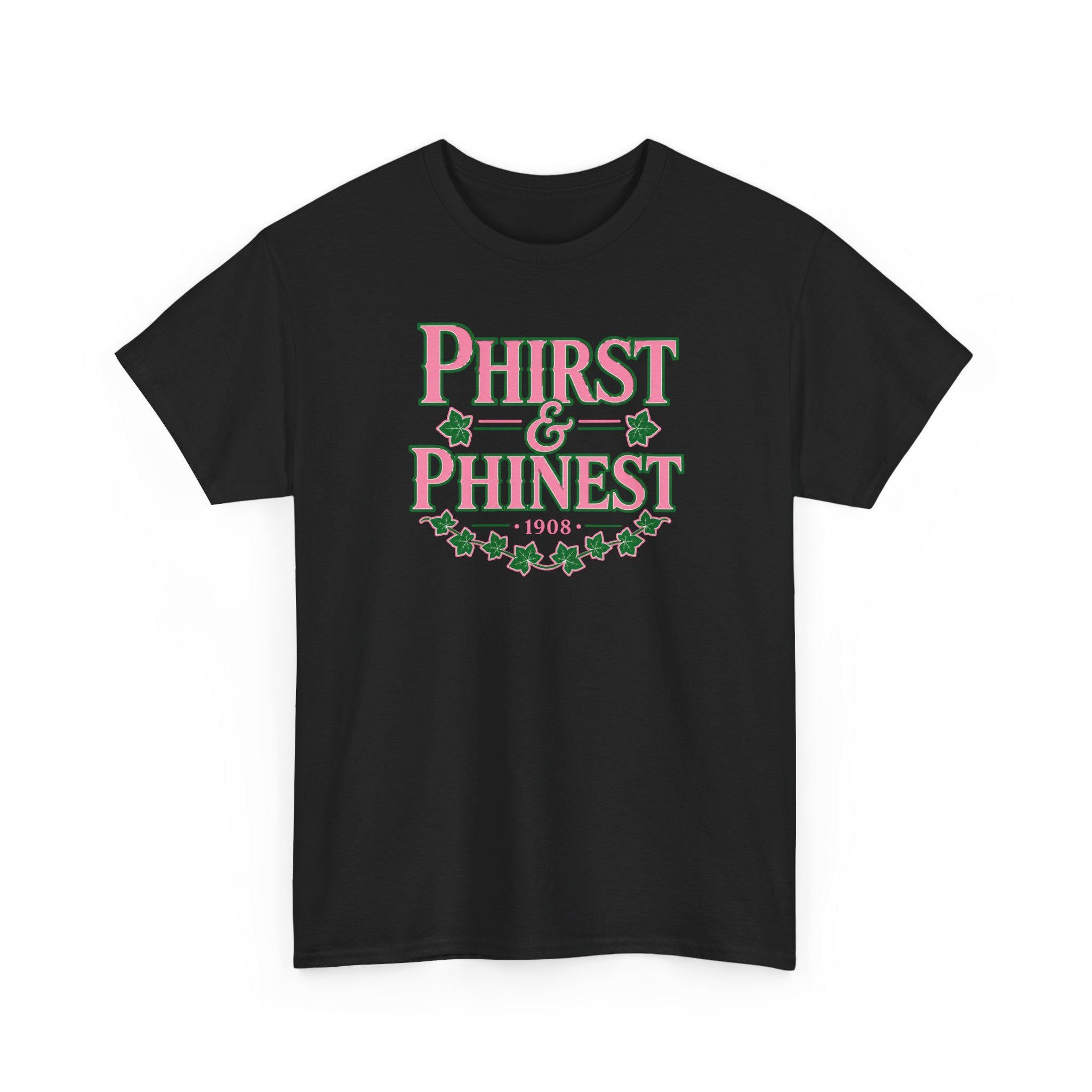 Phirst and Phinest Alpha. Girls tee | Cute Black Girl Graphic T-Shirt, Pink & Green Design for Ks